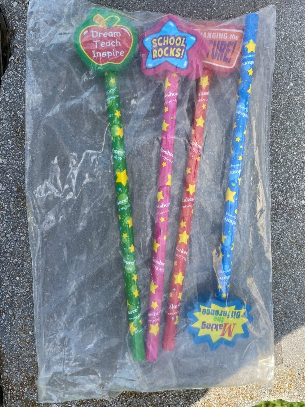 4- School/Teacher Colorful Pencils with Erasers! NEW! Lakeshore Learning